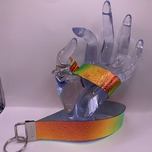 Iridescent Orange, Green, and Gold Wristlet